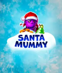  Experience the whimsical "Santa Mummy" slot game by Belatra, showcasing a Santa-clad mummy decked out in festive holiday attire. This eye-catching image portrays the mummy with a bright purple hue, wearing a Santa hat, surrounded by snowy blue and frosty snowflakes. The game's title, "Santa Mummy," is prominently displayed in large, icy blue letters.