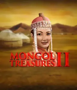 Discover the captivating culture of Mongolia with Mongol Treasures 2 slot by Endorphina, showcasing a stunning Mongolian woman adorned in traditional attire against a sunset-lit Mongolian steppe backdrop. This image portrays the beauty of Mongolian history, providing a memorable cultural journey. 